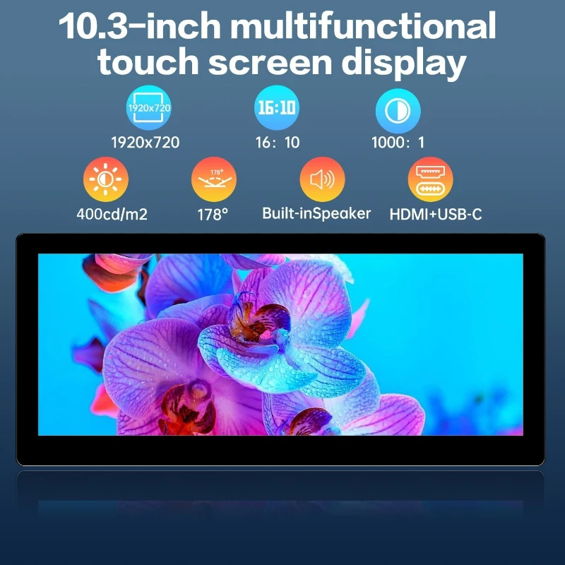 10.3인치 소형 터치스크린 모니터 60hz 스피커 내장 IPS 화면 HDMI USB-C 휴대용 모니터 노트북 PC GPU CPU AIDA64 모니터링