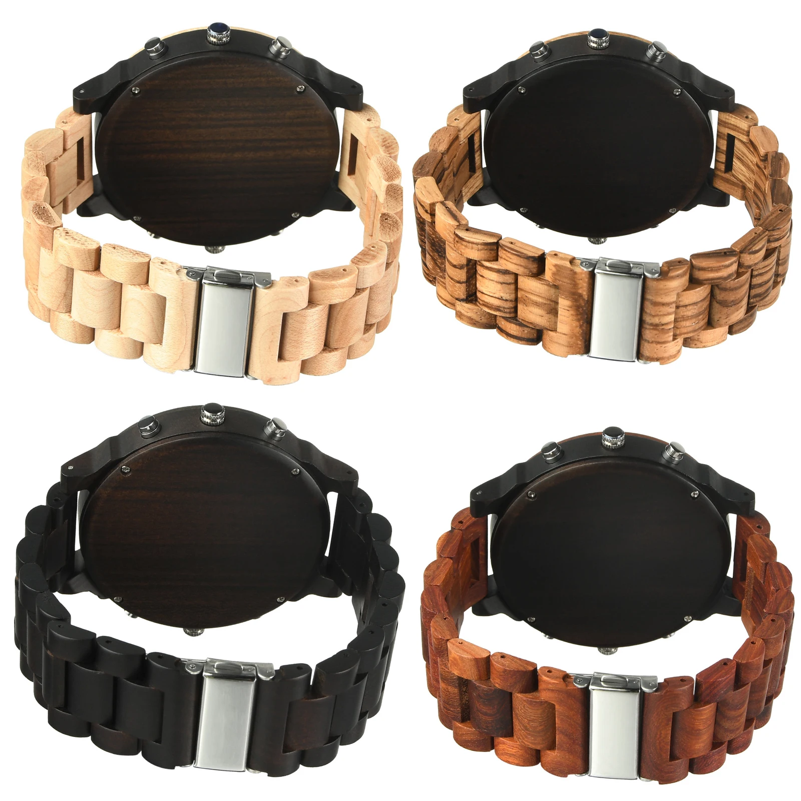 Men's Extra Large Dial Wooden Quartz Wristwatches， Multifunctional Analog Luminous Watch, Best Gift for Men, Bracelet for Men