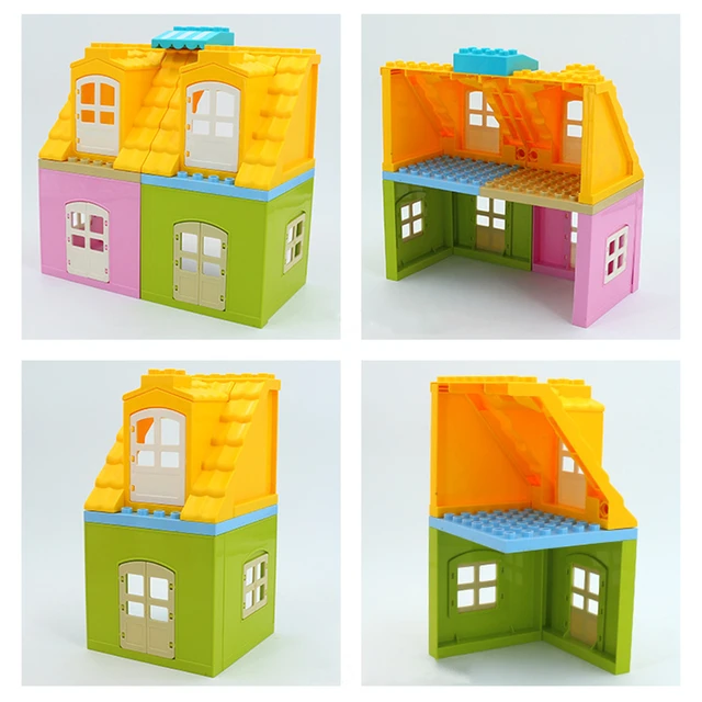 Big Building Blocks Houses Build Accessories Door Window Sets Wall Roof Compatible Large Bricks Assemble Boy Girl Kids Toy Gifts 2