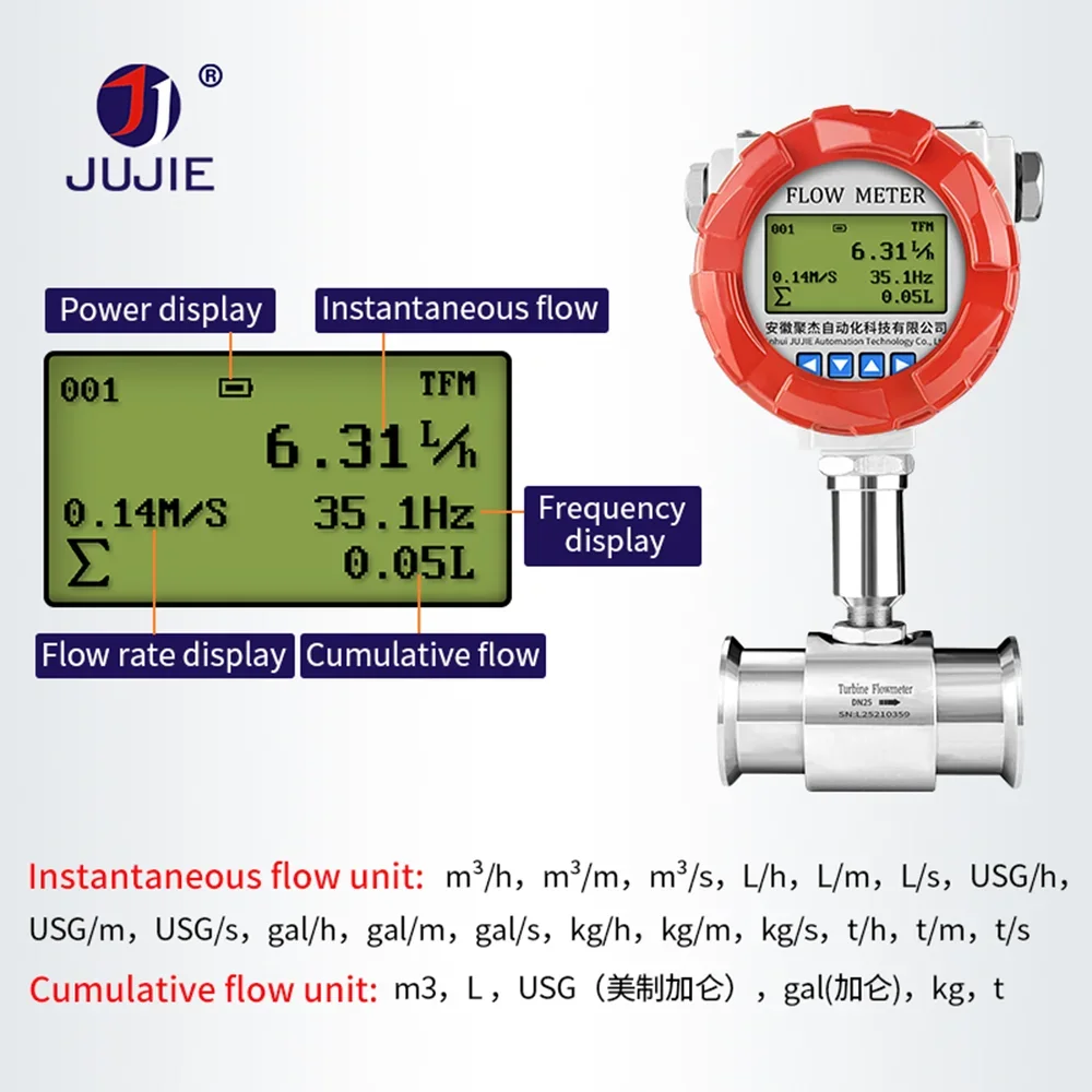 Digital Turbine Flow Meter 1 2 Inch RS485 Pulse Clean Liquid Water Milk Hydraulic Oil Flow Meter LCD Display