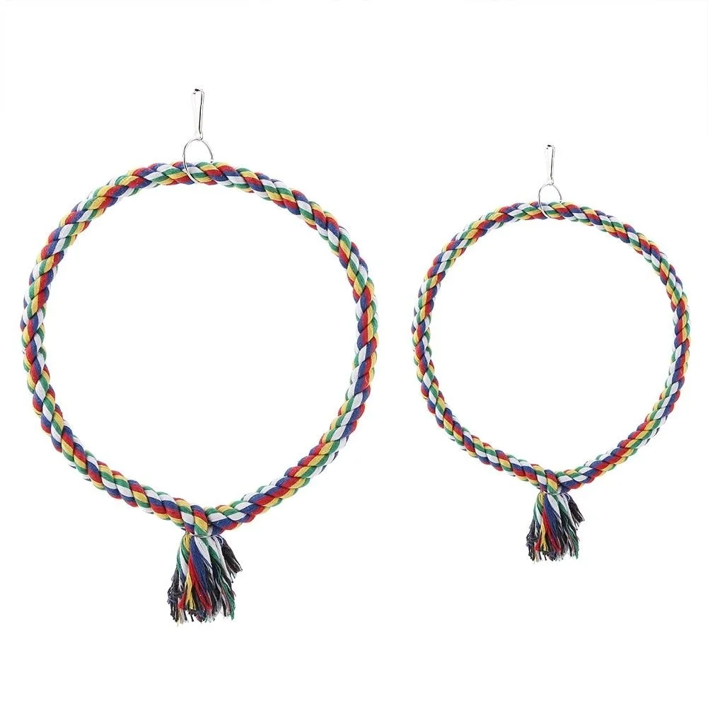 1Pc Bird Parrot Circle Ring Rope Perch Stand Swing Chewing Toy Birdcage Decoration Accessory 2