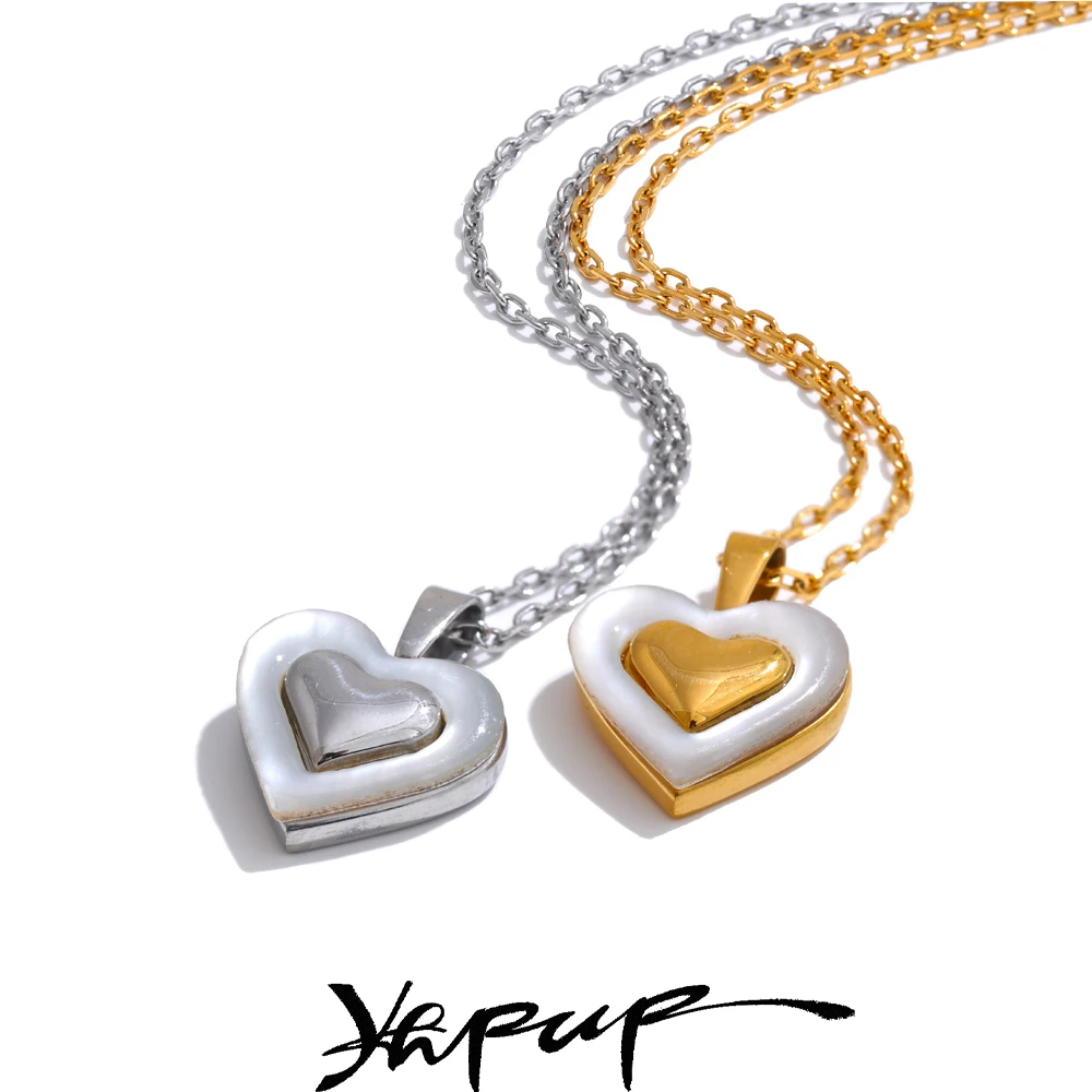 Yhpup Pendant Necklace for Women Stainless Steel Exquisite Collar Jewelry