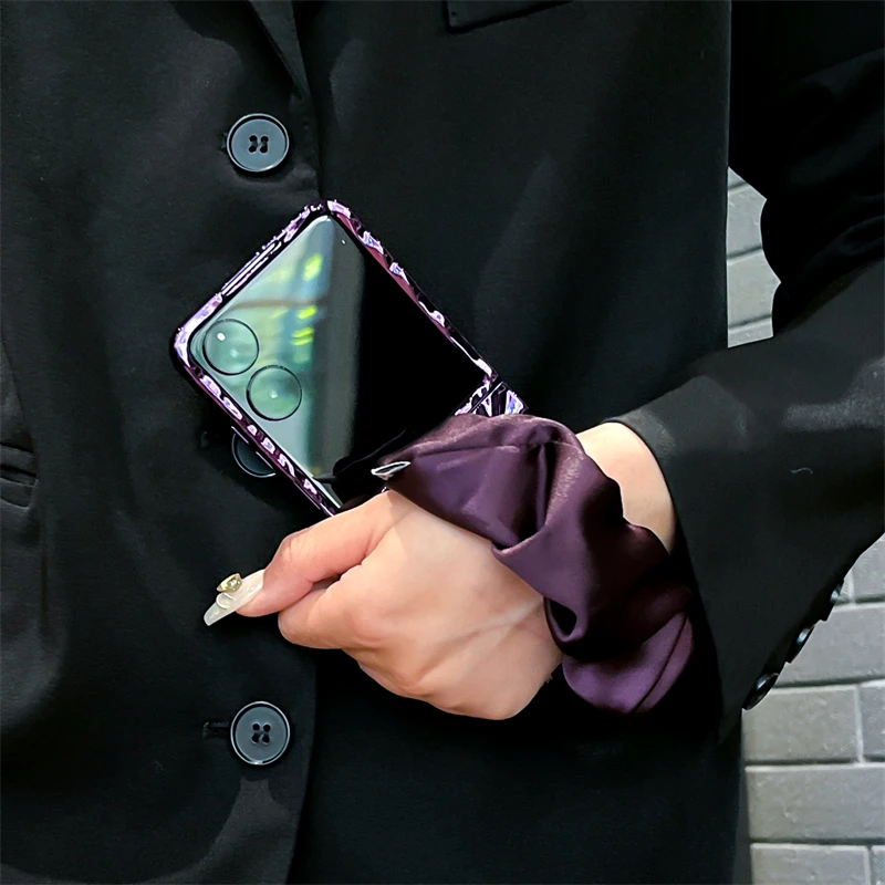 For Xiaomi Mix Flip Luxury Laser Water Ripple Silk Wrist strap Phone Case Cover_voghion.com