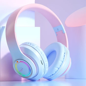 Kids Wireless Bluetooth Headphones – Colorful LED Light Headset with Microphone, HiFi Stereo Sound & SD Card Support for Music and Learning 1
