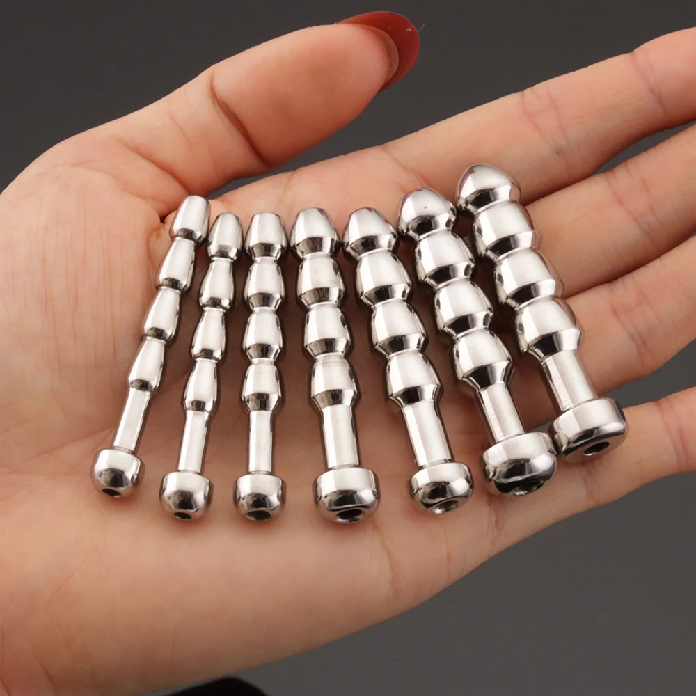 Men Sex Toys Hollow Urethral Plug Sounding Rod Penis Plug Beads Urethral Dilators Catheter Mastuburator Stainless Steel penis sex toys