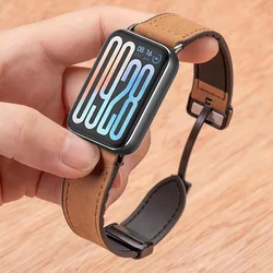 Magnetic Silicone Leather Strap Watchband Bracelet - Premium Smart Watch Belt Accessories for Redmi Watch 5 (Brown)