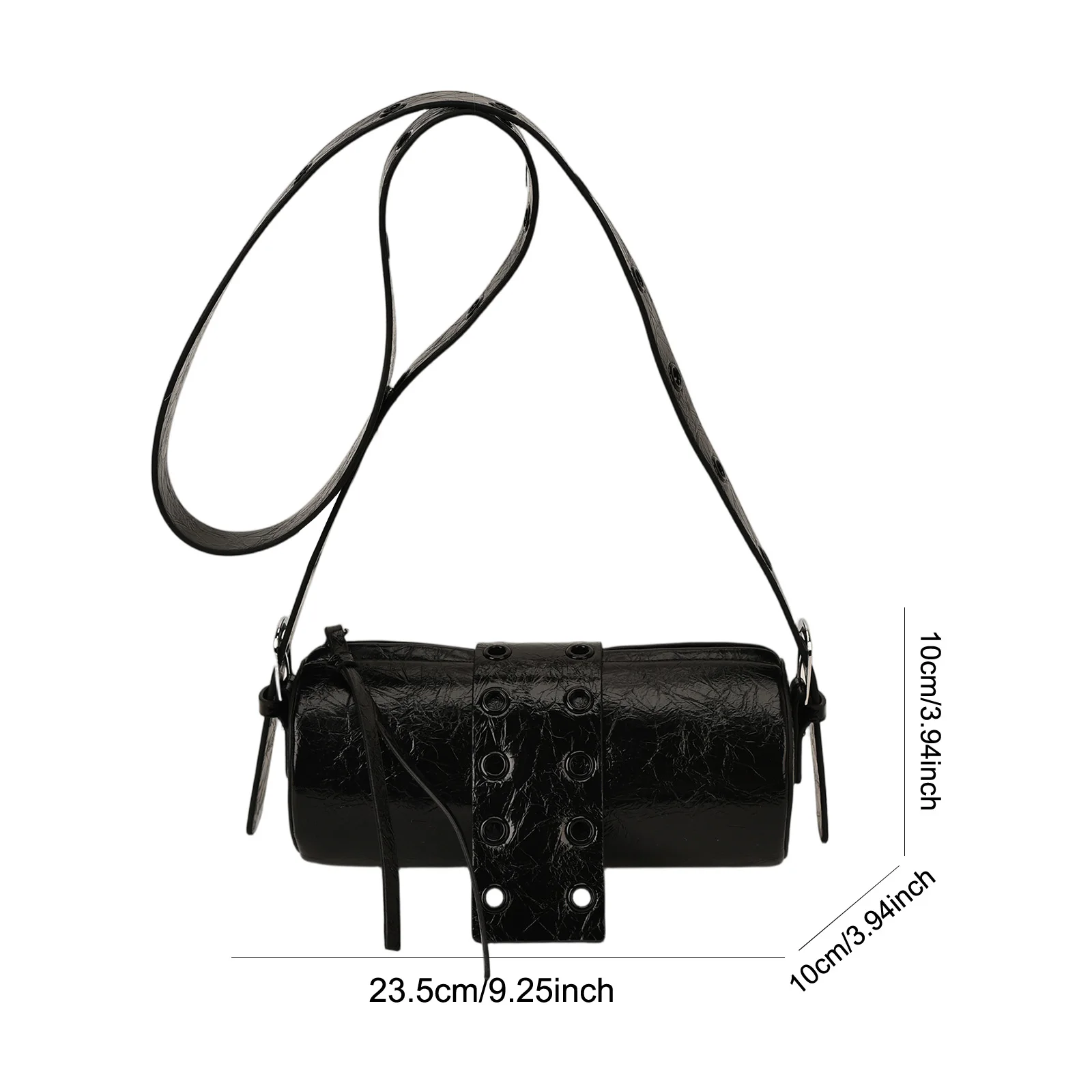 Women PU Leather Shoulder Bag Vintage Underarm Bag with Adjustable Strap Cylinder Bag for Work Shopping Travel Daily