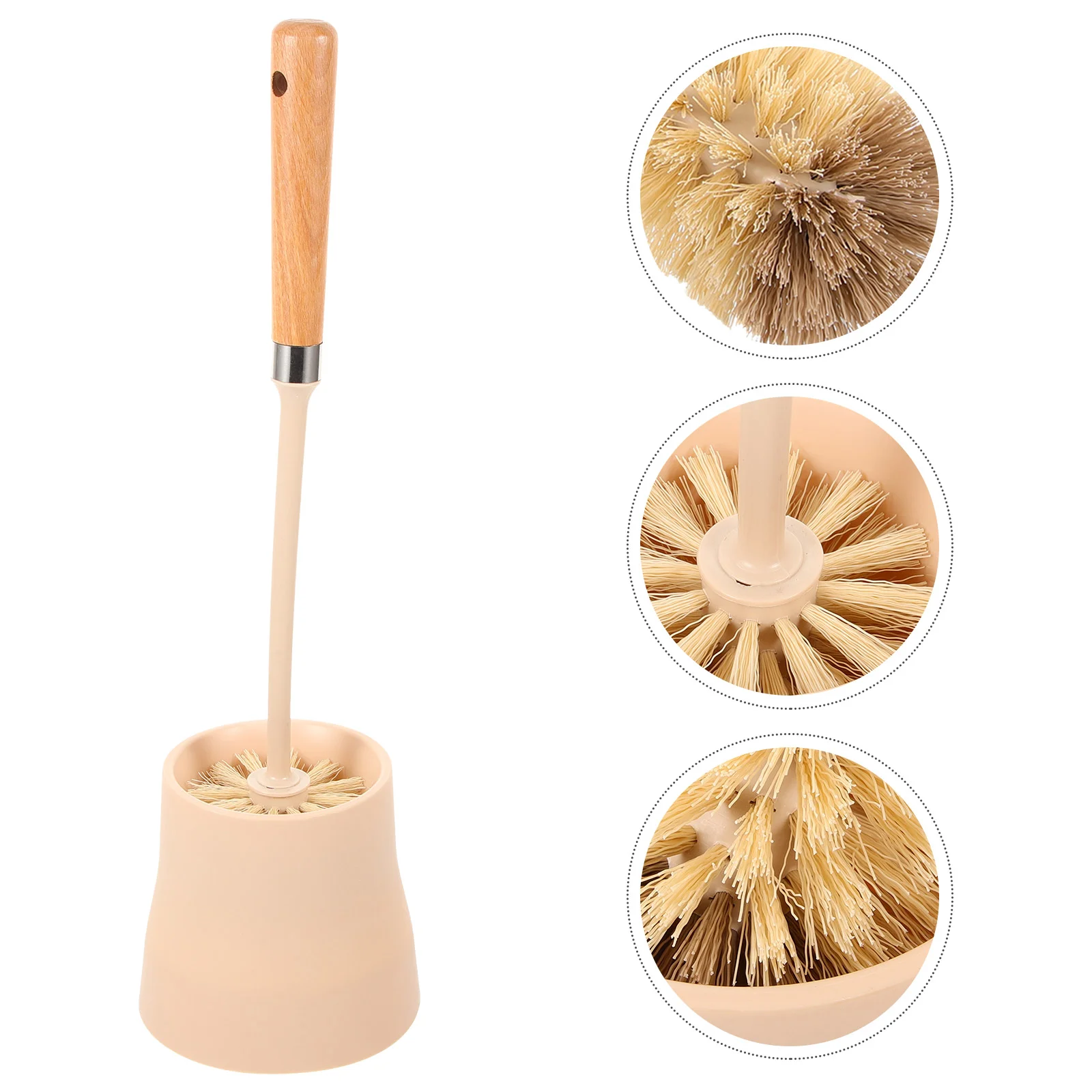 

Wall-mounted Toilet Cleaning Brush Bowl Cleaner Bathroom Plunger Holder Wooden Long Handle