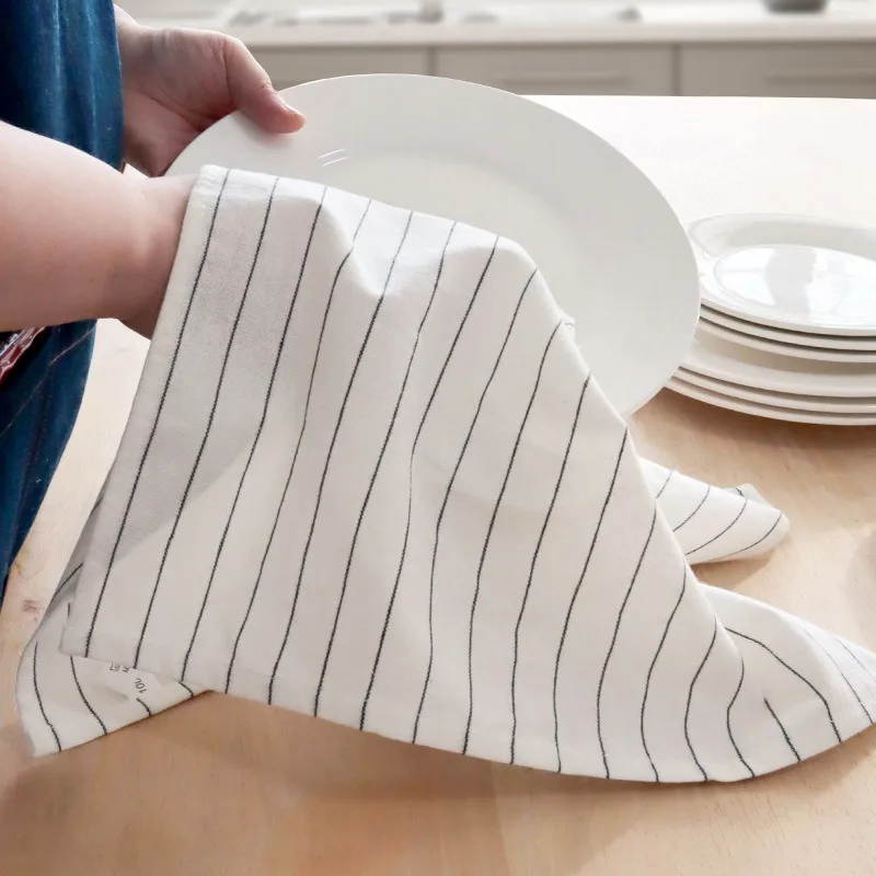 1Pc 40x60cm Plaid Striped Tea Towel Cotton Dinner Placemat Kitchen Dish Cloth Absorbent Table Napkin 3