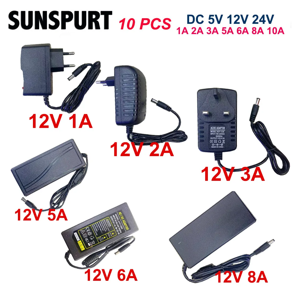 Ac 100V-240V Dc 12 V 1A 2A 3A 5A 6A 8A 10A Adattatore Di Alimentazione 12 V Volt Trasformatore Di Illuminazione Convertitore Per Led Strip Light Cctv