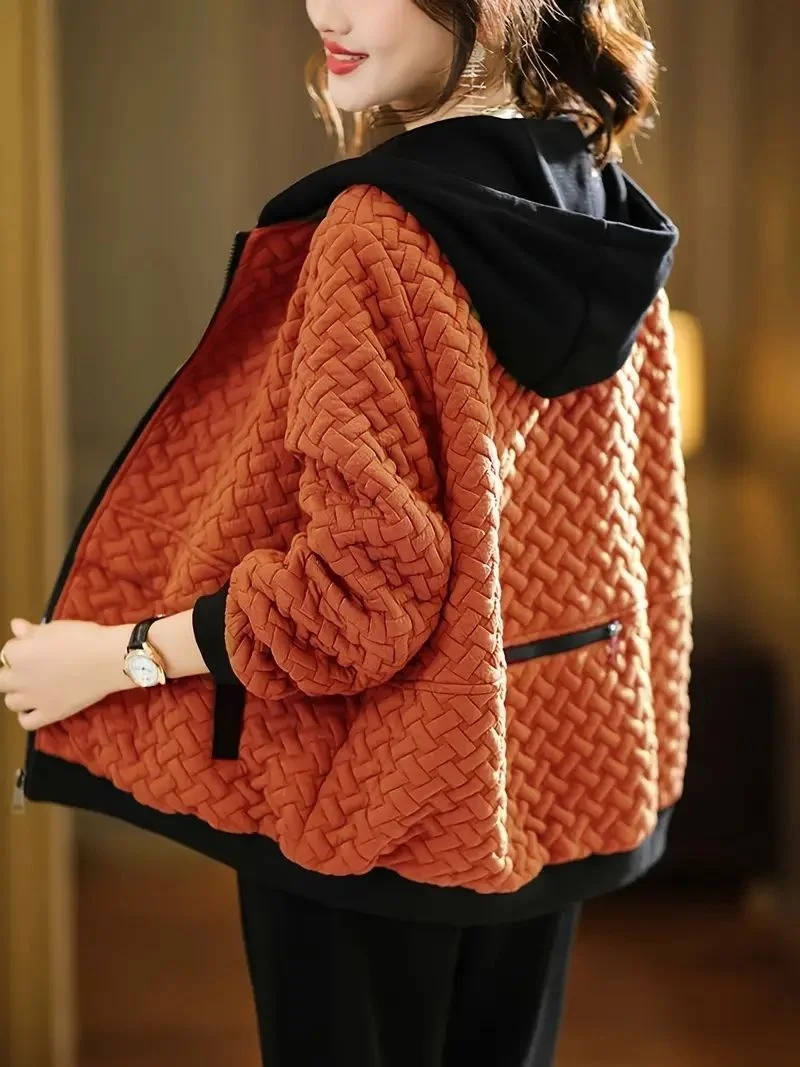 2026 Winter Jacket Thick Corduroy Short Women's Autumn New Velvet Loose Korean Hooded Of Cotton-Padded Clothes Female Shirring