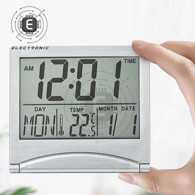 Klapp LCD Digital Alarm Clock Schreibtisch Tisch Wetter Station Schreibtisch  Temperatur Reise Elektronische Mini Uhr - AliExpress