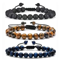 Multiple Style 8mm Natural Tiger Eyes Lava Rock Protection HANDMADE Bracelet Men's Gift