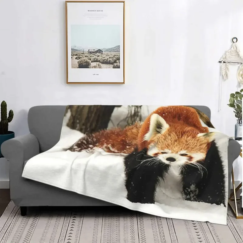 

I Love Snow And You Red Panda Blankets Fleece Textile Decor Cute Animal Lightweight Throw Blanket for Bed Outdoor Quilt