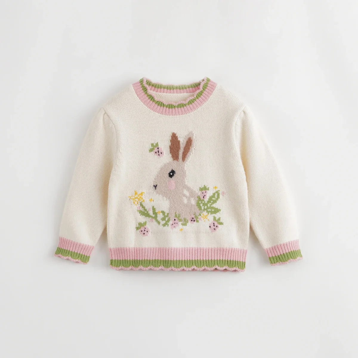 

MARC&JANIE Girls Bunny Jacquard Warm Sweater Children's Knit Sweater for Winter 231310