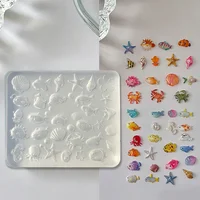 1 pièce Mini moule en silicone pour nail art, formes d'animaux marins, outil antiadhésif en silicone transparent pour ongles en acrylique 2