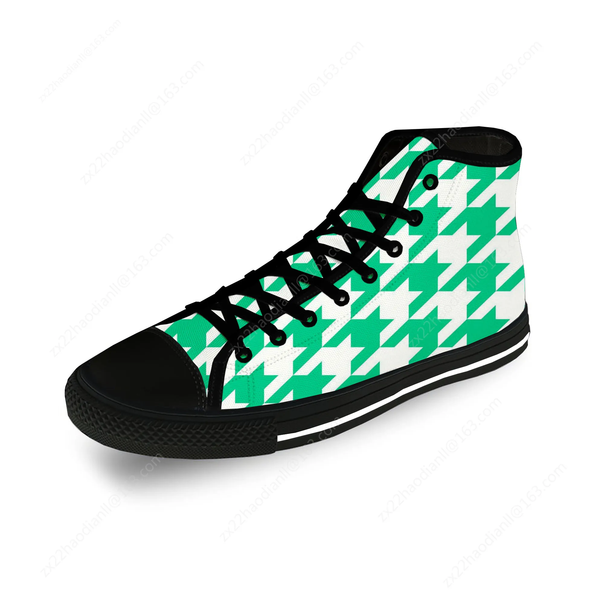 Houndstooth Pattern Aesthetic Casual Cloth Fashion 3D Print High Top Canvas Shoes Men Women Lightweight Breathable Sneakers