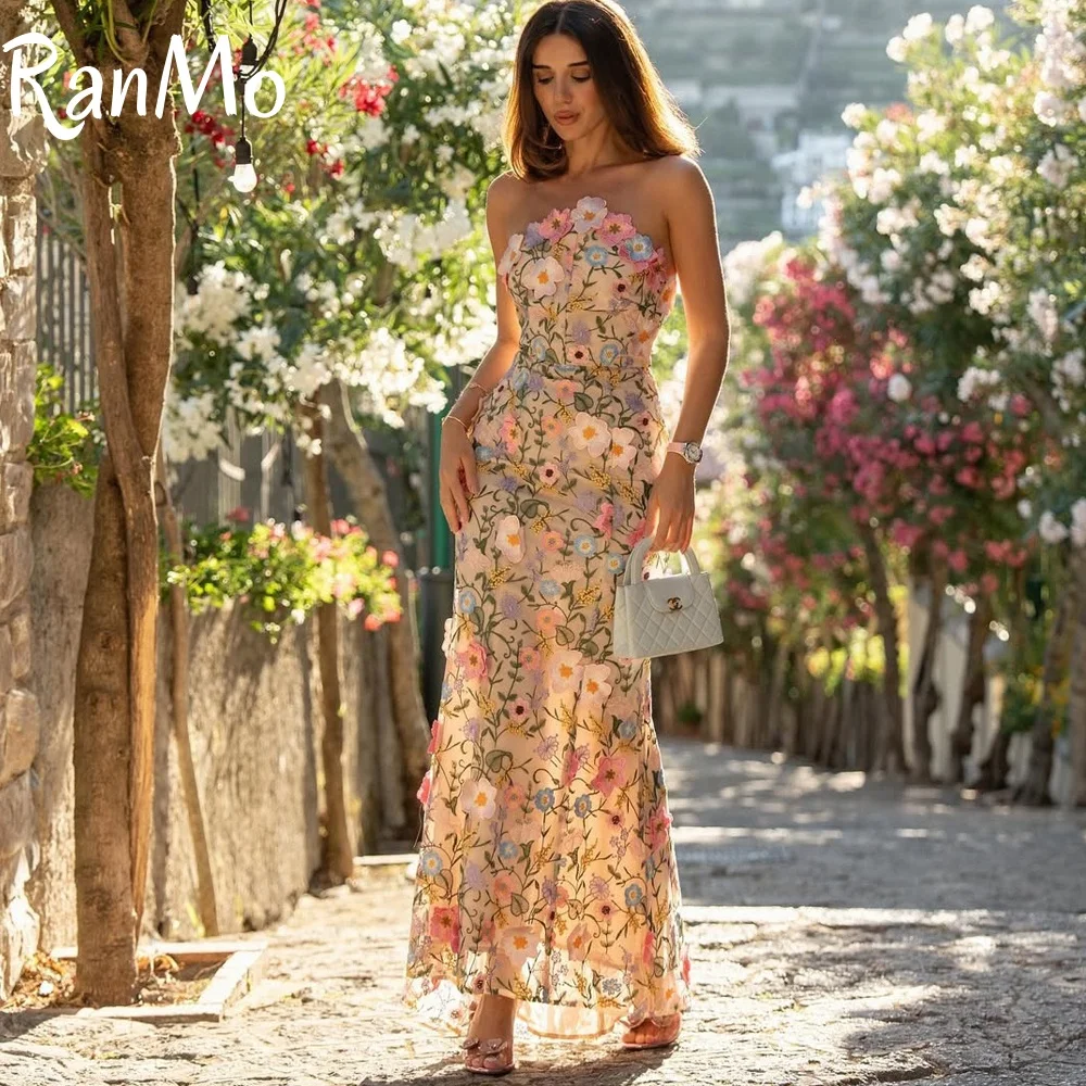 Ranmo Customized 2025 Elegant Strapless Applique Lace Sleeveless Evening  Dress Mermaid Prom Gown Temperament Bridal Party Dress - AliExpress 320