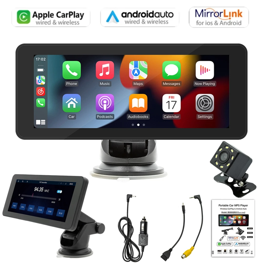 

Car Multimedia Player 6.86 Inch Wireless Carplay Android Auto Radio HD Bluetooth-compatible Portable Car Stereo Built-in Speaker