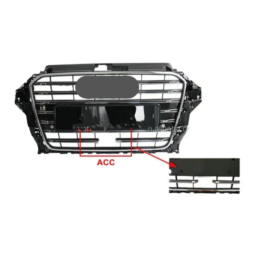 

Car Front Bumper Grille Grill for Audi RS3 for A3/S3 8V 2014 2015 2016（Refit for RS3 Style）Car Accessories tools