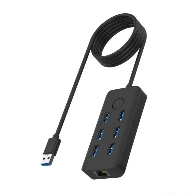 빠른 잠금 기능과 7포트 확장 내구성 구조를 갖춘 7 in 1 USB 어댑터 도크 USB3.0 분배기