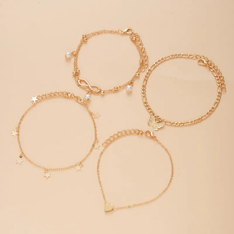 Bohemian Pineapple Pearl Anklet for Women 5Pcs