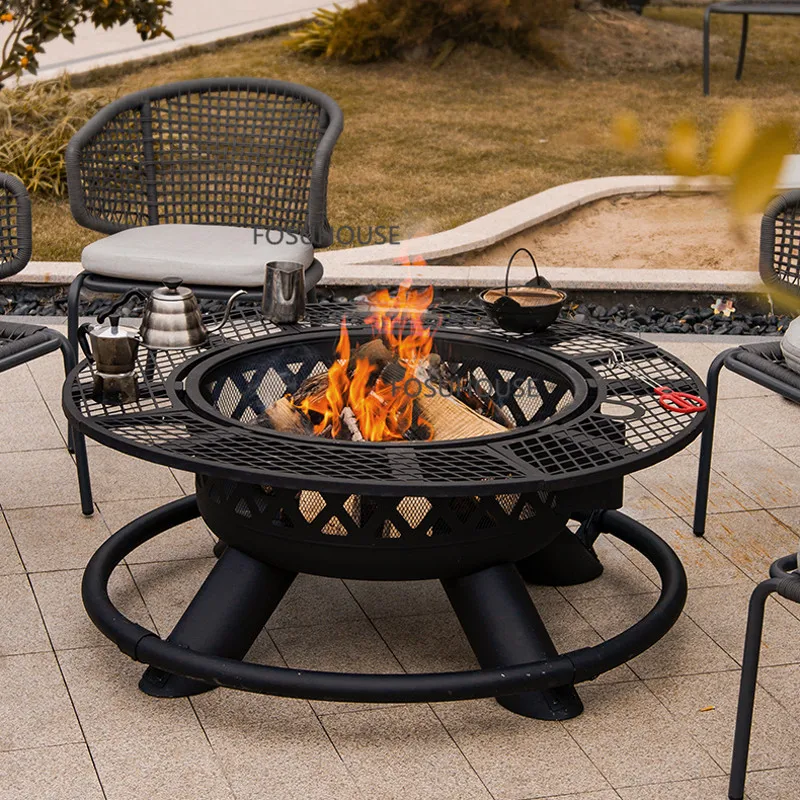 Iron Fire Pits For Courtyard Outdoor Heaters Winter Bonfire Oven Household Terrace Bake Stove Garden Terrace Outdoor Cage Stove