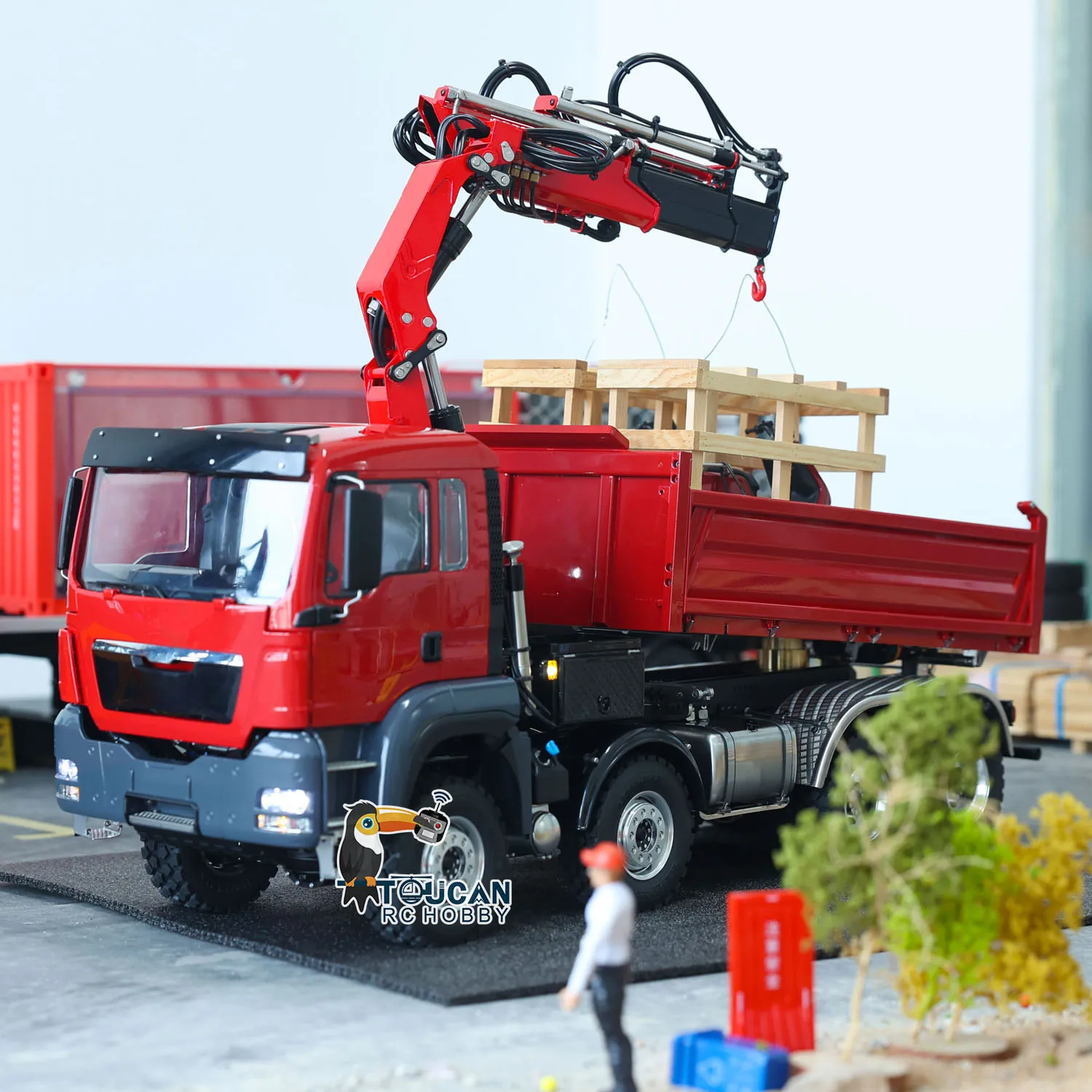 RTR LESU 8X8 1/14 RC Hydraulic Crane Truck Dumper 2-speed Car Model PL18EV Remote Control Vehicle Tipper with Lights Sounds Toys 3