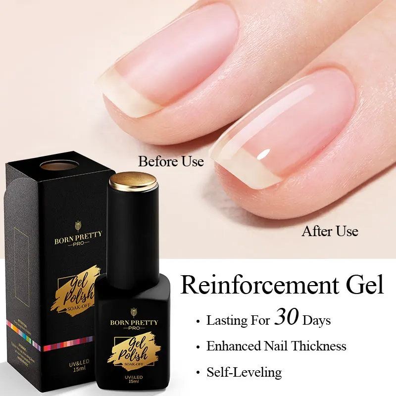 BORN PRETTY Pro 15ml Reinforcement Gel Nail Polish Self Leveling Nail Strengthen Base Top Coat Soak Off Nail Art Function Gel 6