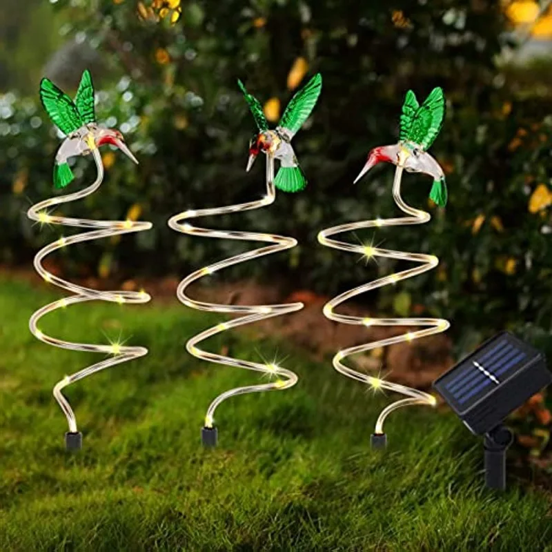 LED Solar Lights Hummingbird Garden Stake Lamp Spiral Tree Christmas Decoration Landscape Suitable For Path Garden Lawn Lighting led solar path stake lights