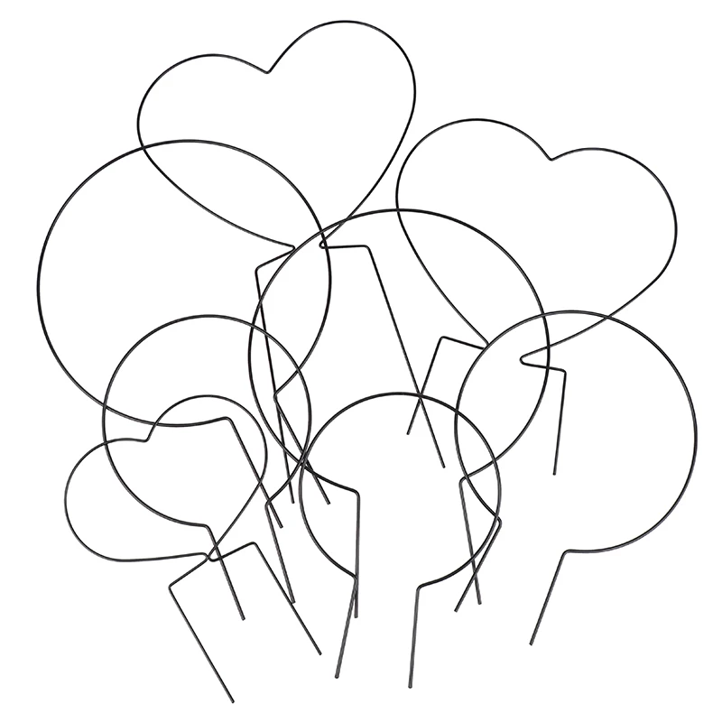 Garden Plant Support Stake Stand Round Vine Climbing Rack Ironheart-Shaped Flower Plant Trellis Support Frame 2Pcs