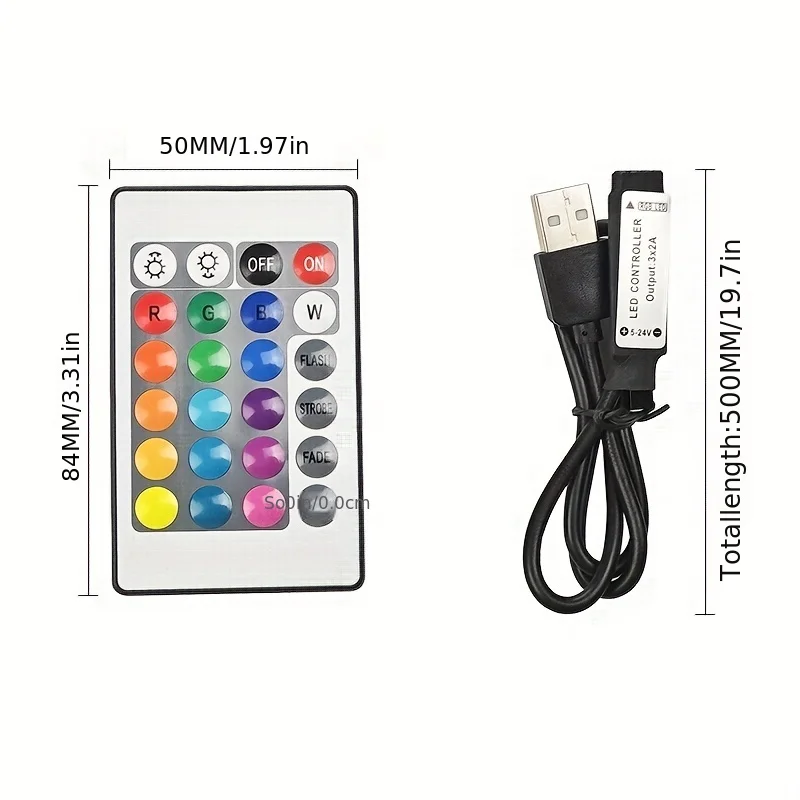 LED Strip Controller USB 5V mini 24key 4Pin RGB LED Strip Light RF Controller Control Cable Remote Dimmer for 5050 3528 2835 led Strip