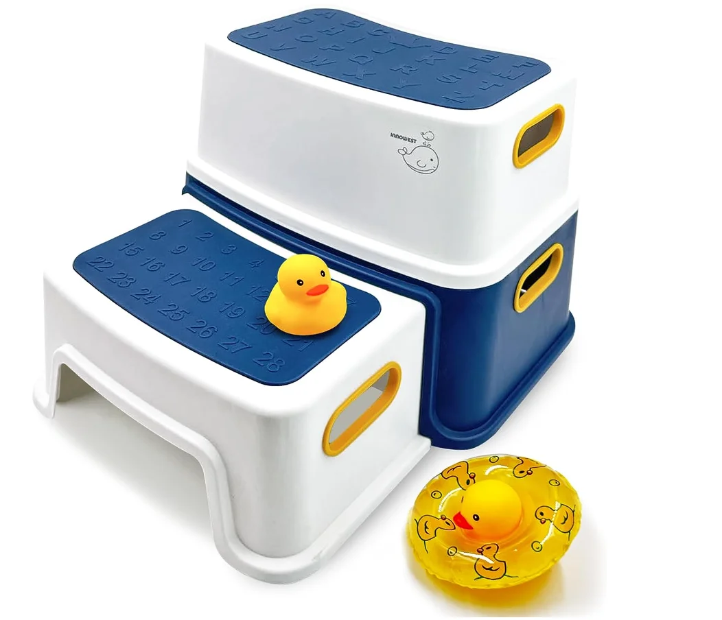 Taburete de paso para niños (patos incluidos), 2 escalones para lavabo de  baño, inodoro resistente antideslizante, orinal de entrenamiento para niños  pequeños - AliExpress