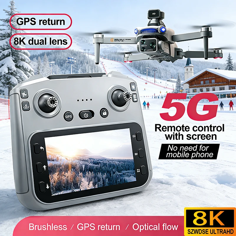 Mini Drone Pliable 5G GPS 4K avec Flux Optique - Selfie Poche