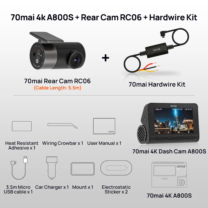 アクセサリー 70mai Dash Cam Pro Plus + Rear Cam Set 70mai Dash Cam Pro Plus + Rear Cam Set A500s-1 - PRG Photo Shop