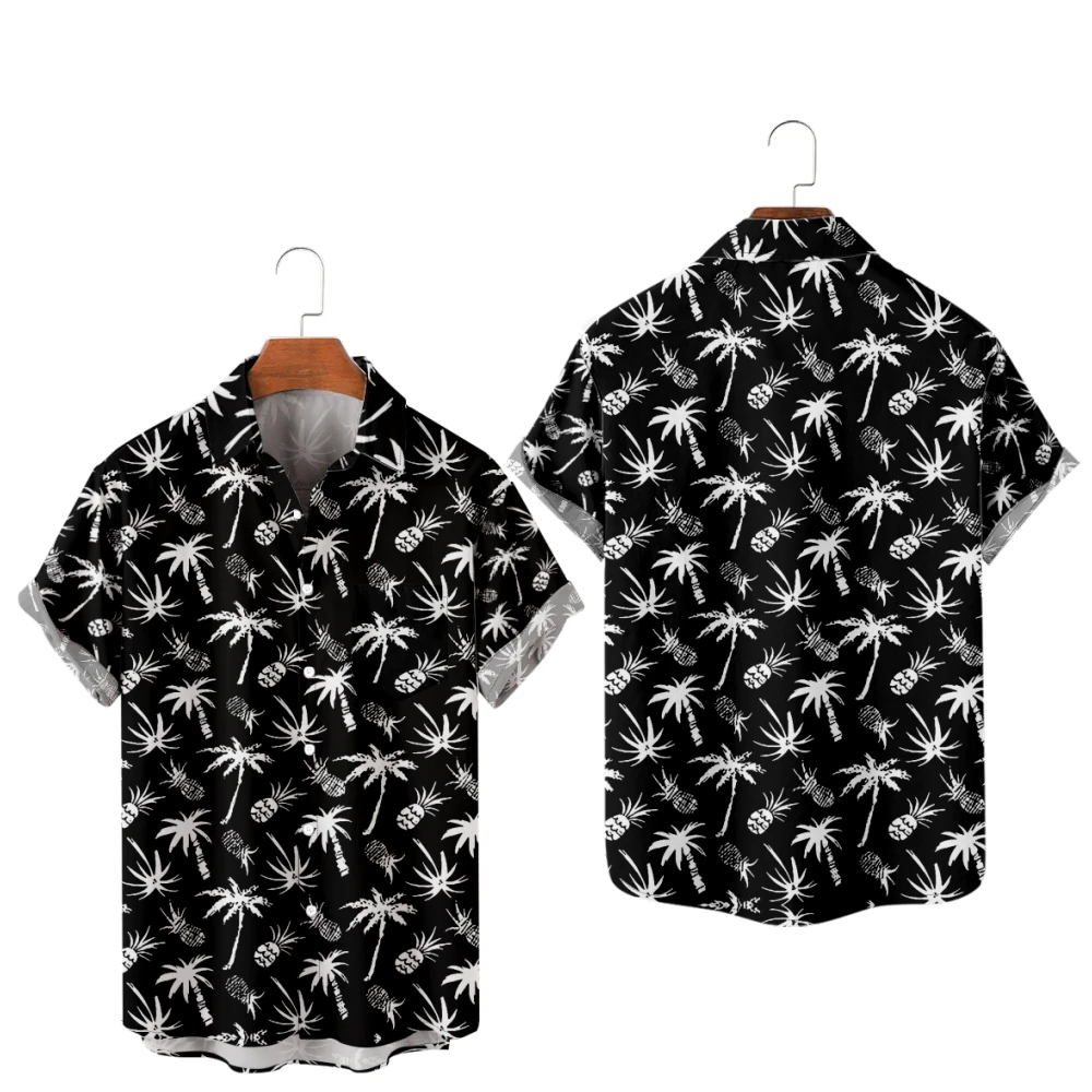 Casual Shirts for Men Yellow and White Stripe Print Shirts Short Sleeve Summer Beach Vacation Tops Breathable