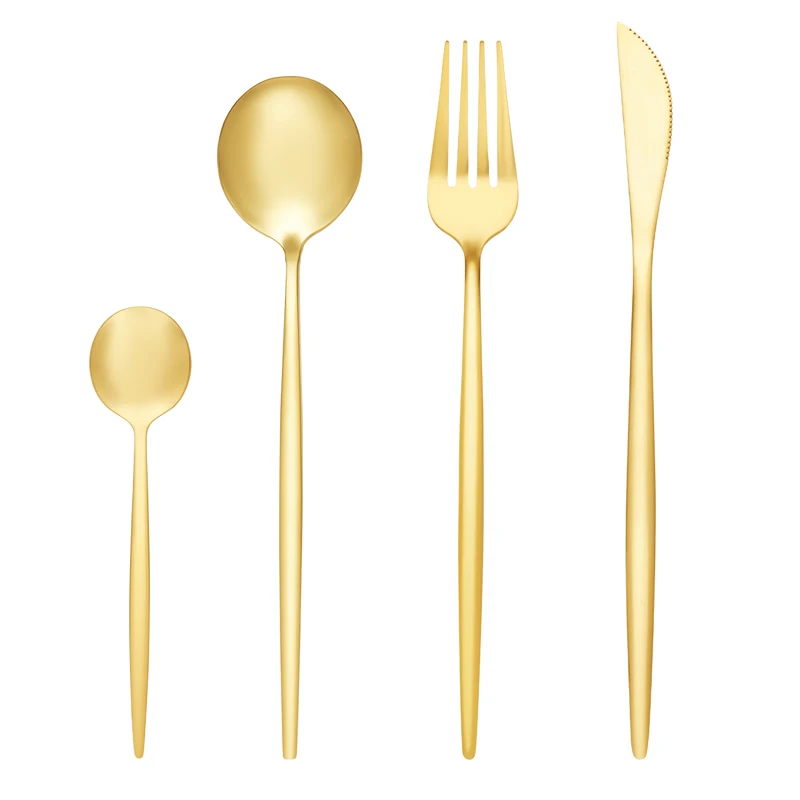 Picnic Cutlery Set Western Style Cutlery Set Camping Cutlery Set Stainless Steel Cutlery Set Cutlery Set 4Pcs Stainless Steel Golden Cutlery Set Black Luxury Dinnerware s Tablewareware Kitchen Fork Spoons Knives