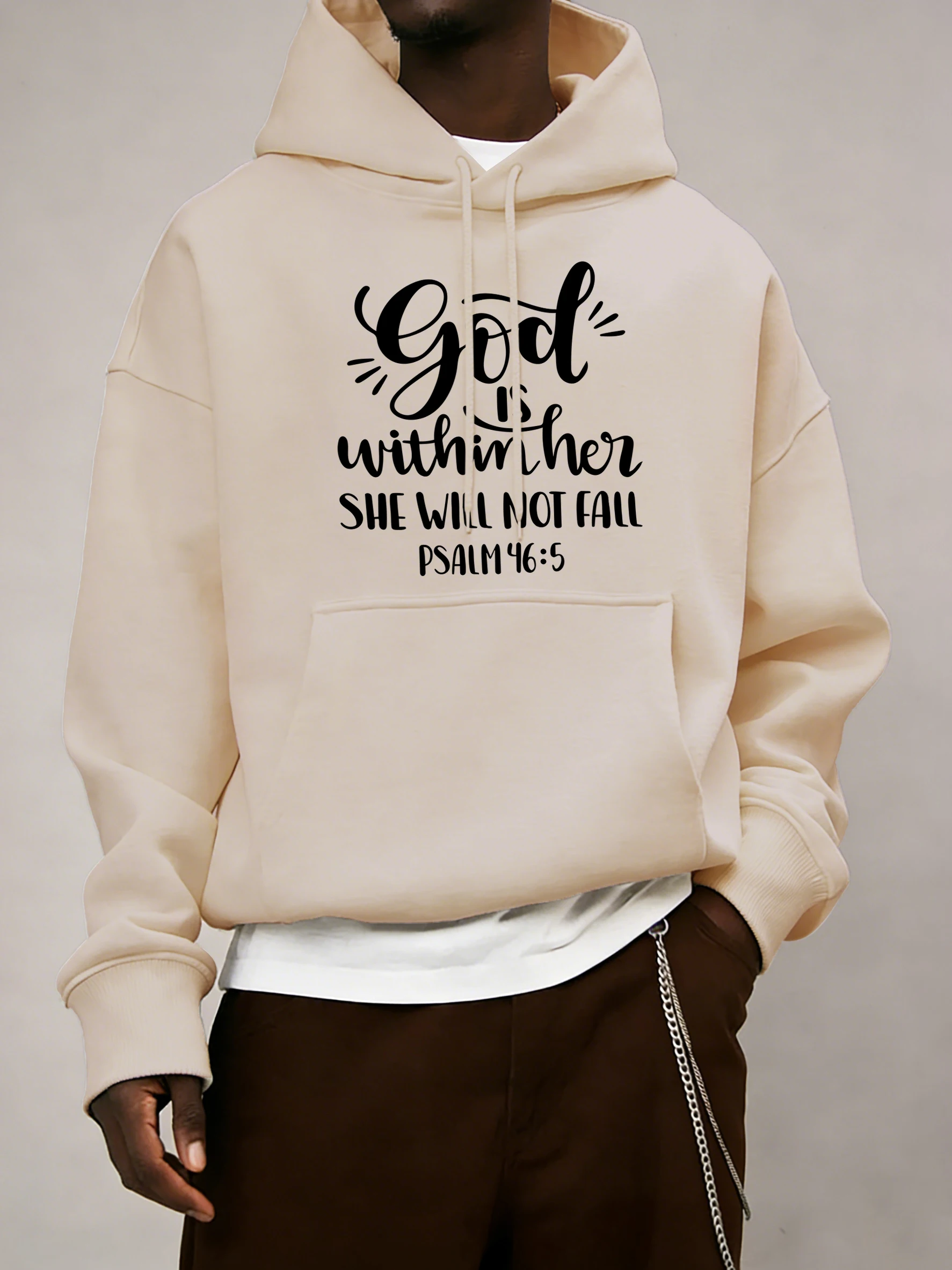 Tanrı İçinde Olan Olsun, O Düşmez Baskılı Erkekler İçin Sonbahar Her Şeyle Uyumlu Eşofman Modası Polar Kazak Günlük Yumuşak Giysiler