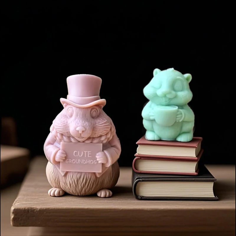 DIY Aroma Plaster Resin Ornament Animal Mould Handmade Soap Candle Making Supplies 3D Cute Groundhog Silicone Candle Mold silicone mold silicone candle mold aromatherapy candle mold silicone candle molds candle mold
