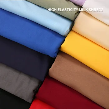 Tissu en soie de lait à haute élasticité, 0.5m/1m/2m, couleur unie, tricoté sur quatre côtés, extensible, en Spandex, bricolage, couture, robe, jupe, Costume de danse 1