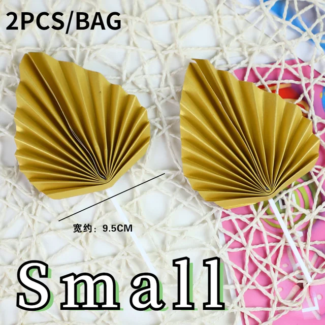 Palm Spear Cake Topper Happy Birthday Palm Leaf Decoration Cake Decorating Wedding Baking Dessert Table Party Favors SmallGold