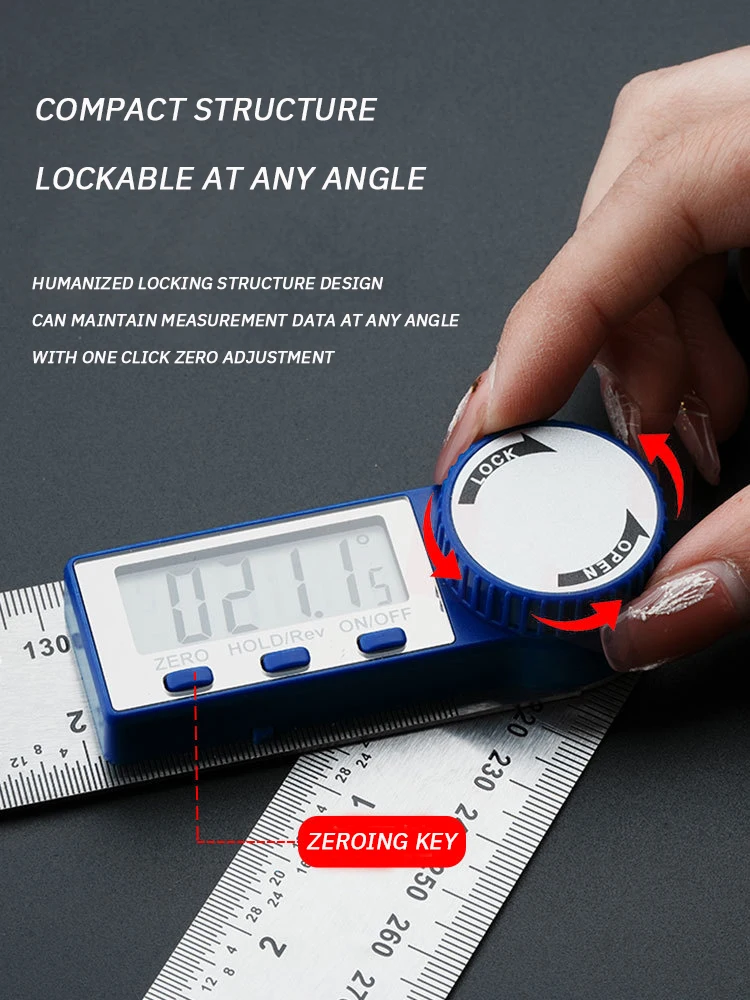 Two in One Digital Display Angle Ruler Multifunction Large Screen Display Plastic Protractor Caliper Vernier Caliper 1pc 3