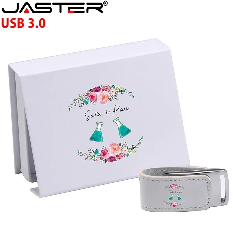USB Flash Drive Leather USB 3.0 Flash Drive 4GB 8GB 16GB 32GB 64GB 128GB Wedding Photography Pen Drives Box Memory Stick U Disk