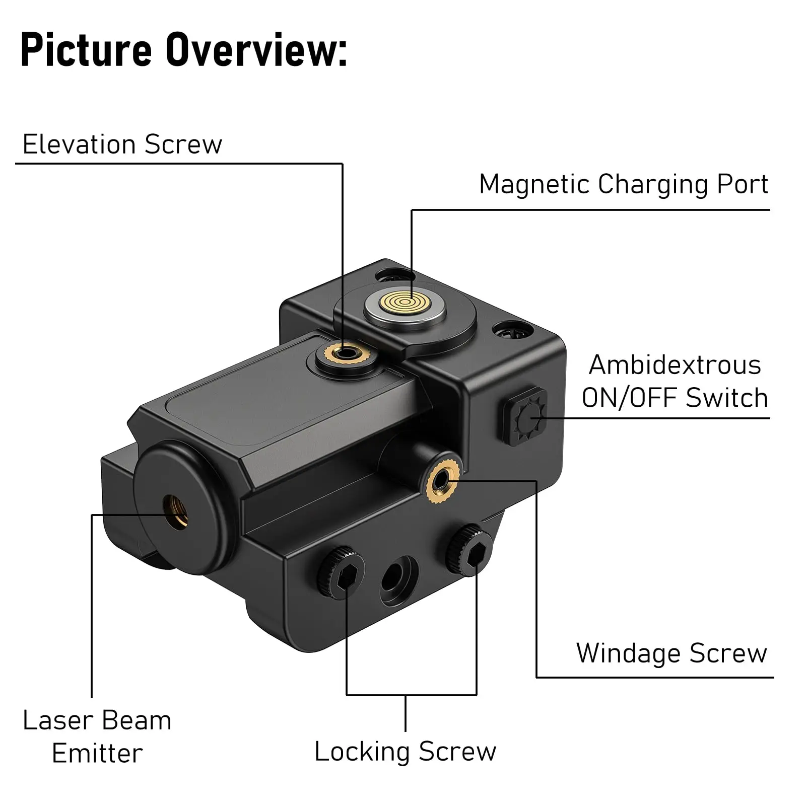 Laser Sight EZshoot Class IIIA Red Magnetic Rechargeable for Pistol Rifle