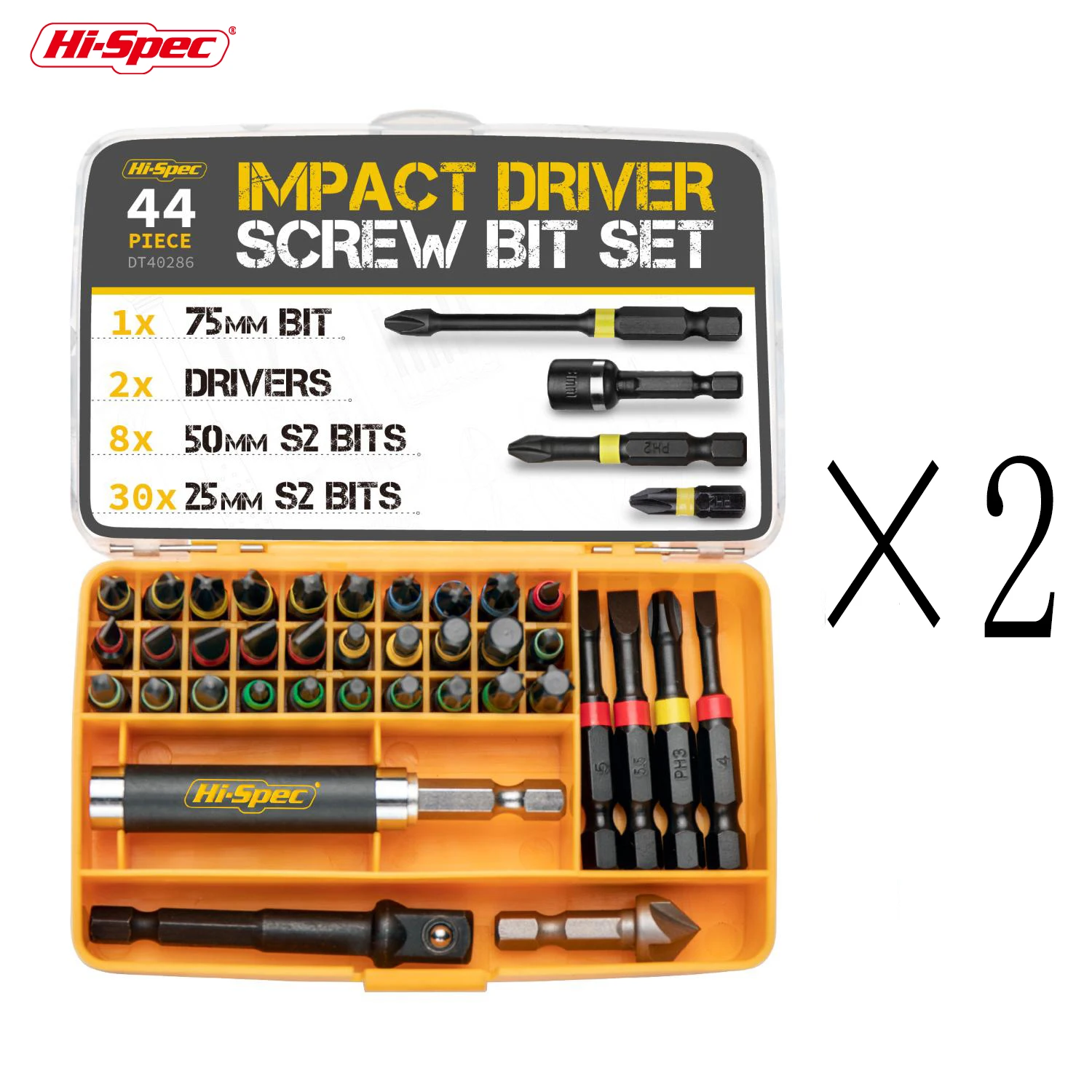 Hi-Spec Impact Driver Screw Bits Set 44pc S2 Screwdriver Bits Woodworking Drill Bit 25mm For With 3/8