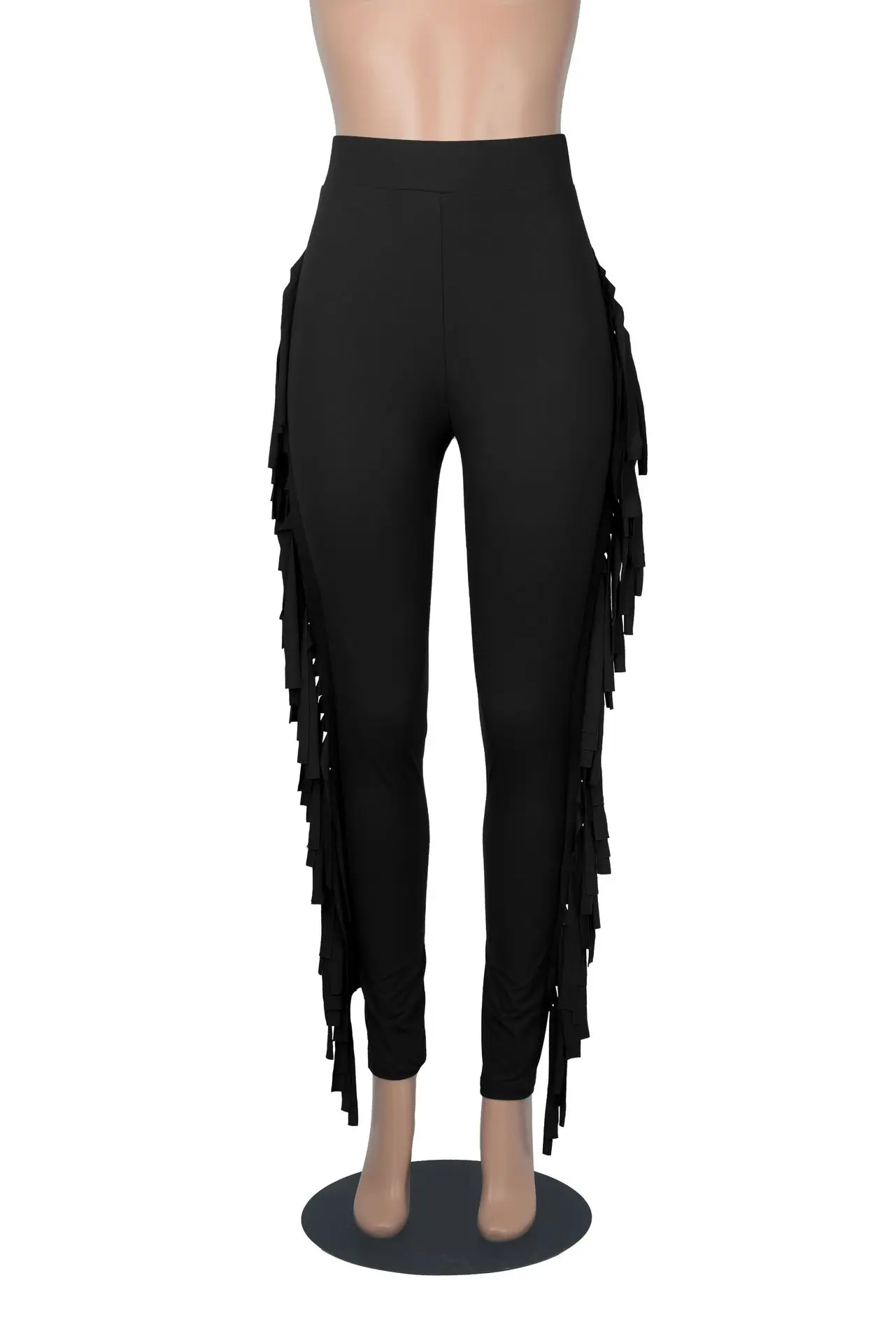 Fringe Leggings Women's Elastic High Waisted Leggings Plus Size