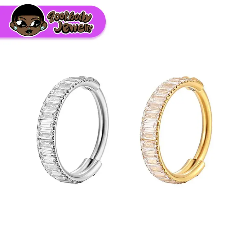 

ASTM F136 Titanium Piercing Earrings Zircon Clicker Septum Nose Ring Conch Cartilage Tragus Helix Ear Piercing Body Jewelry 16G