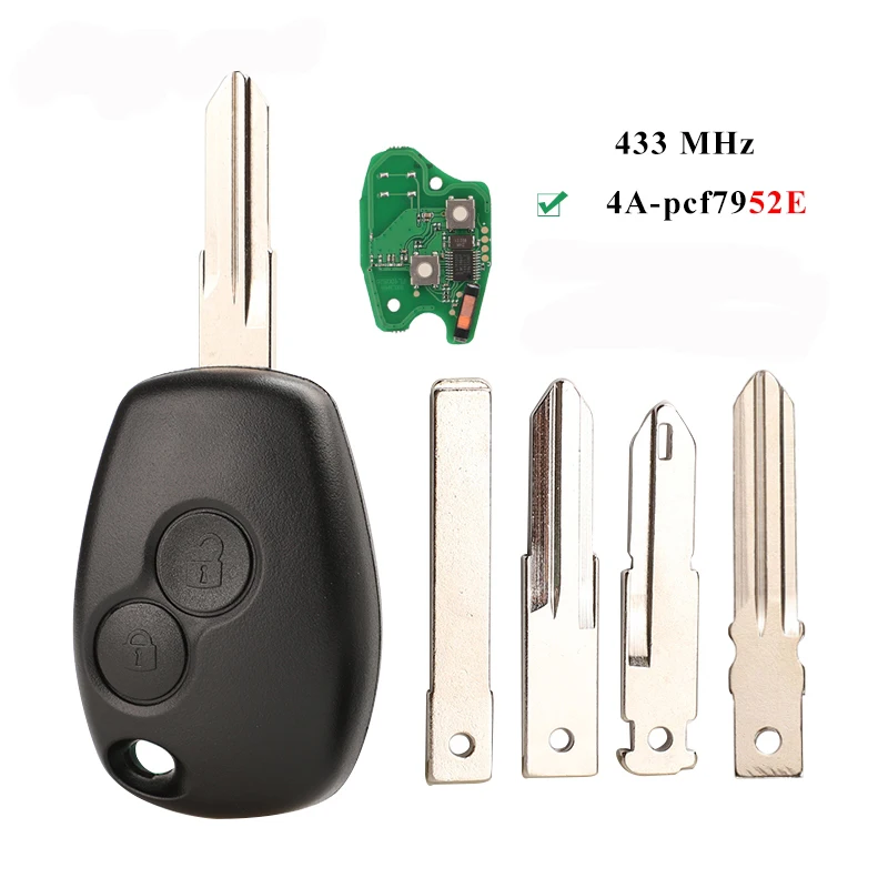 2BTN Remote Key For Renault Duster Modus Clio 3 Twingo DACIA Logan Sandero Kangoo 433MHz  pcf7952E Chip