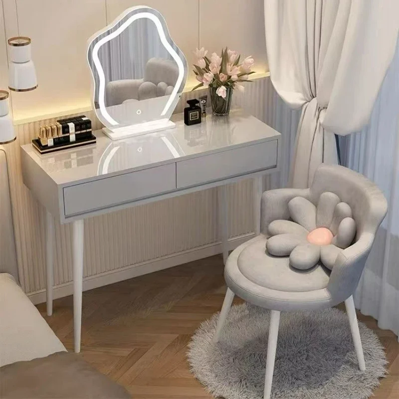 Tocador moderno y Simple para el hogar, tocador pequeño de estilo crema con cajones y espejo, para dormitorio, escritorio de maquillaje