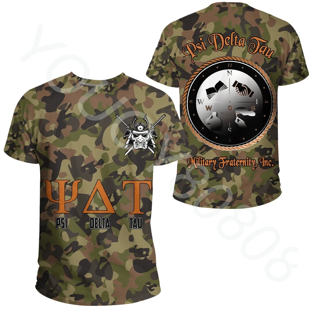 

Summer Printed Casual Crew Neck Street Style Sweatshirt Men Tops African Zone Tee - Psi Delta Tau Camo Tee